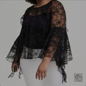 Torrid Black Lace Bell Sleeve Blouse